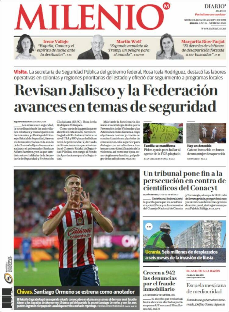 Portada de Milenio - Jalisco (México)