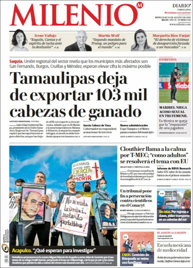 Portada de Milenio - Tamaulipas (México)