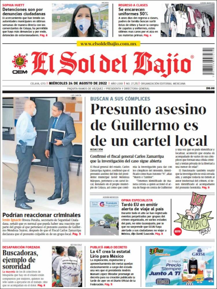 Portada de El Sol del Bajio (México)