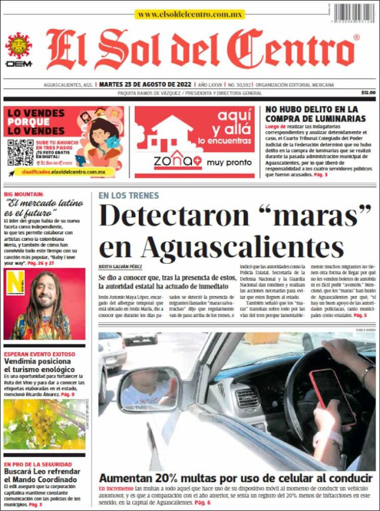Portada de El Sol del Centro (México)