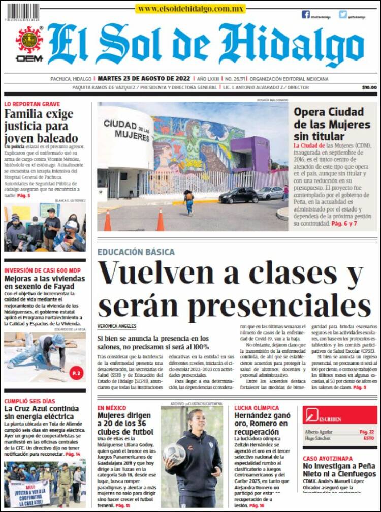 Portada de El Sol de Hidalgo (México)
