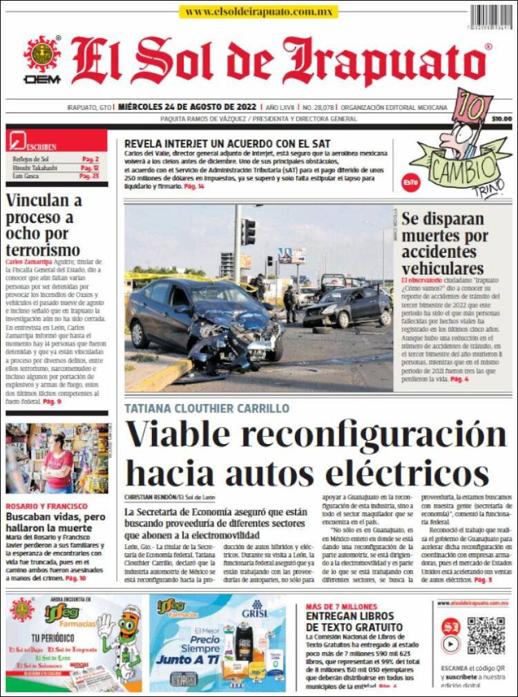 Portada de El Sol de Irapuato (México)