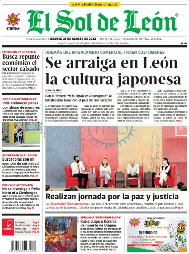 Portada de El Sol de León (México)