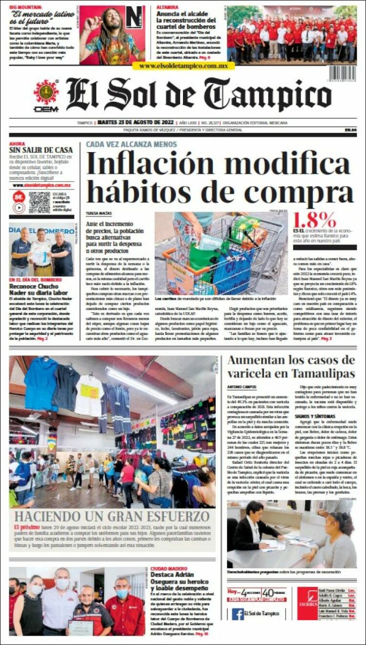Portada de El Sol de Tampico (México)