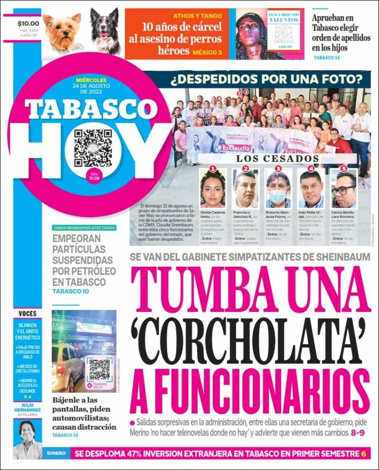 Portada de Tabasco Hoy (México)