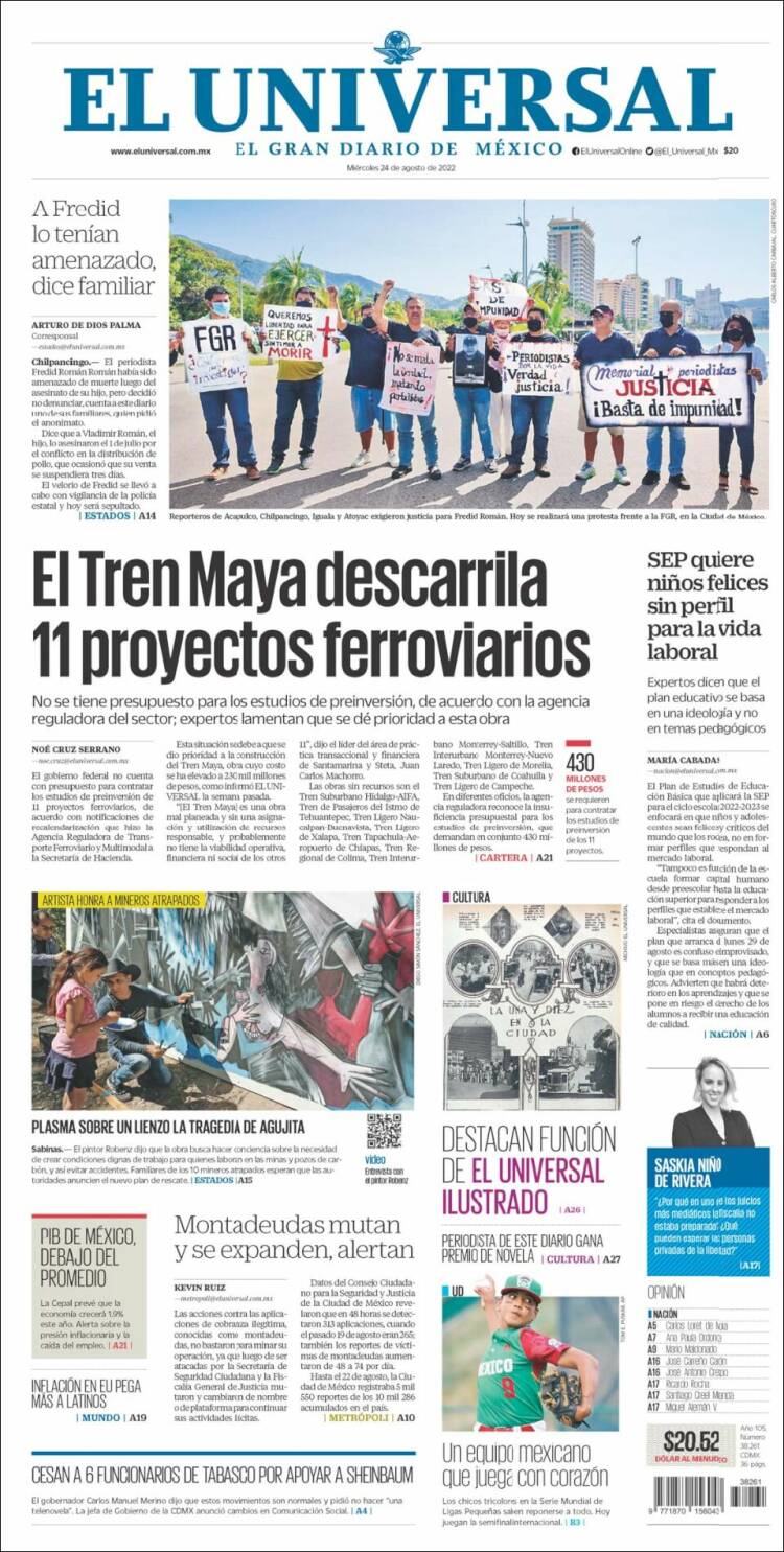 Portada de El Universal (México)