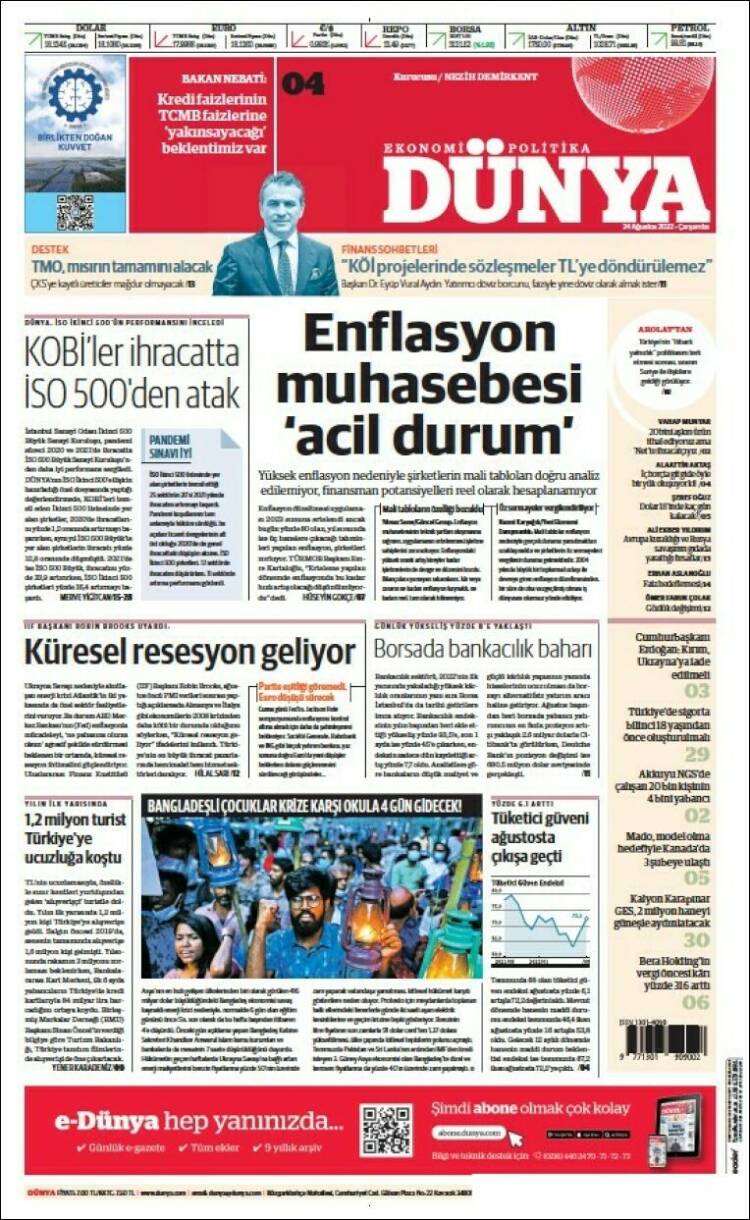 Portada de Dünya (Turqu&iacute;a)