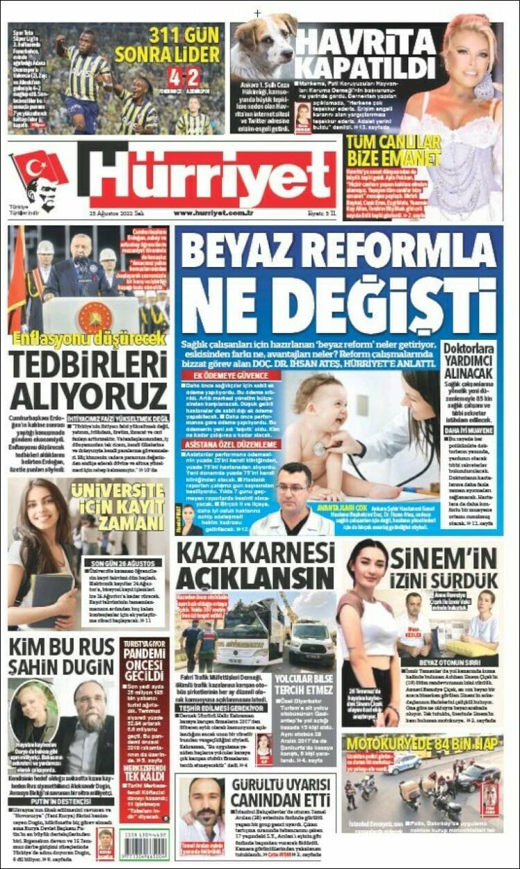 Portada de Hürriyet (Turqu&iacute;a)
