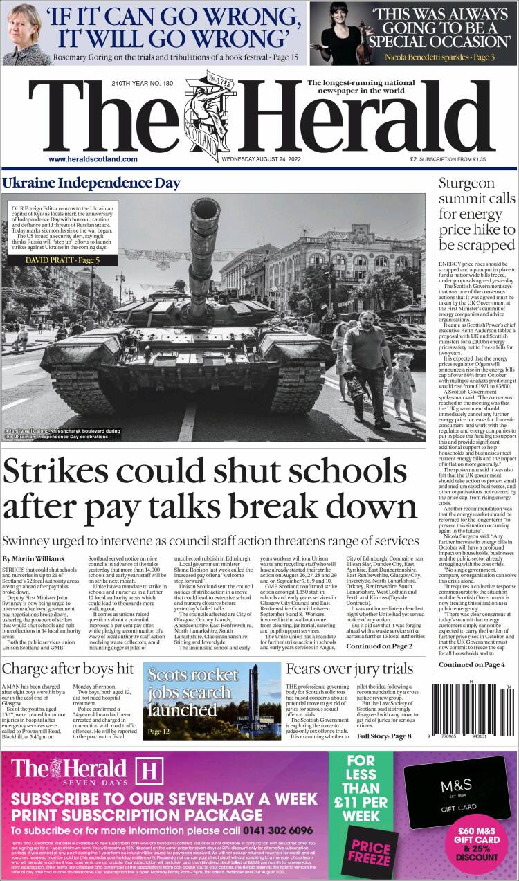 Portada de The Herald (Royaume-Uni)