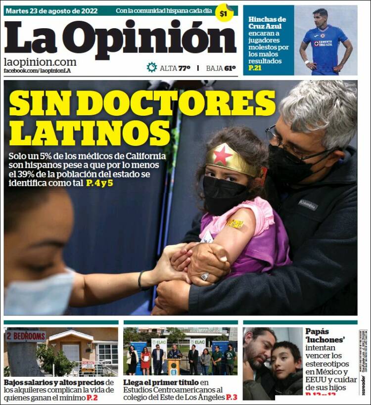 Portada de La Opinión (USA)