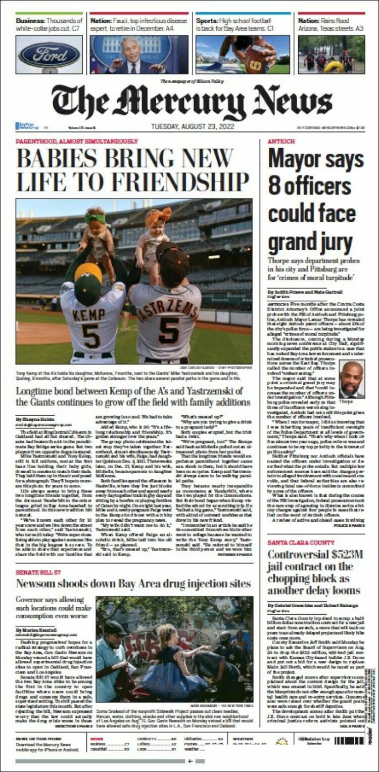 Portada de San Jose Mercury News (USA)