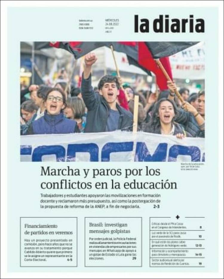 Portada de La Diaria (Uruguay)