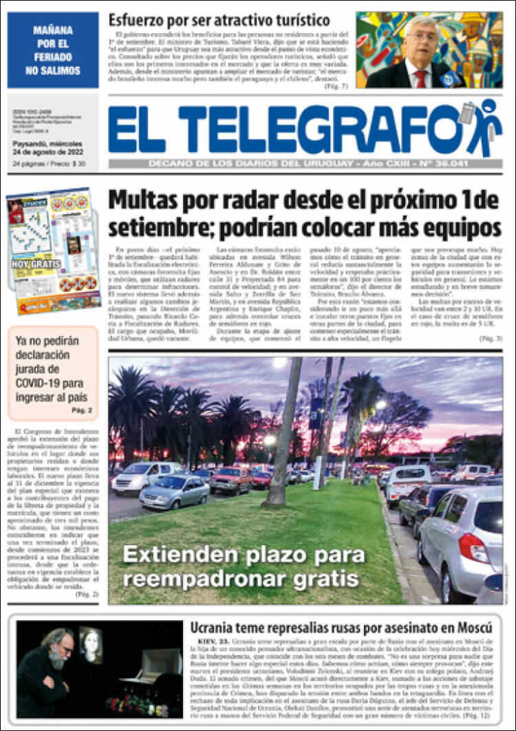 Portada de El Telégrafo (Uruguay)