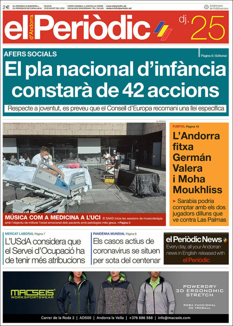 Portada de El Periòdic d'Andorra (Andorra)