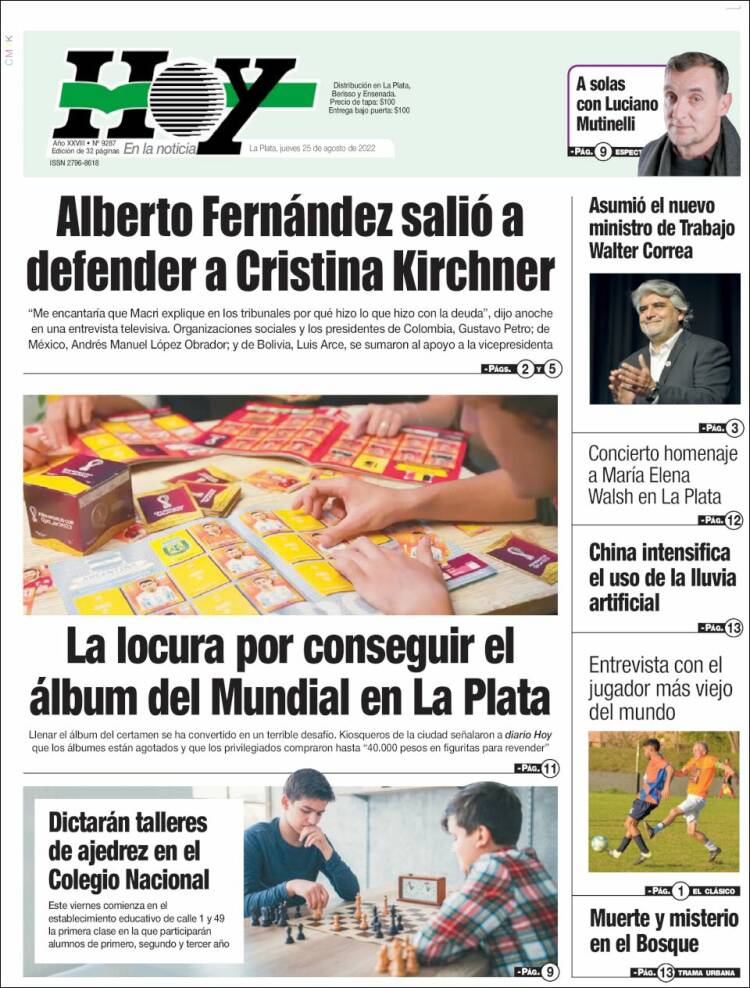 Portada de Diario Hoy (Argentina)