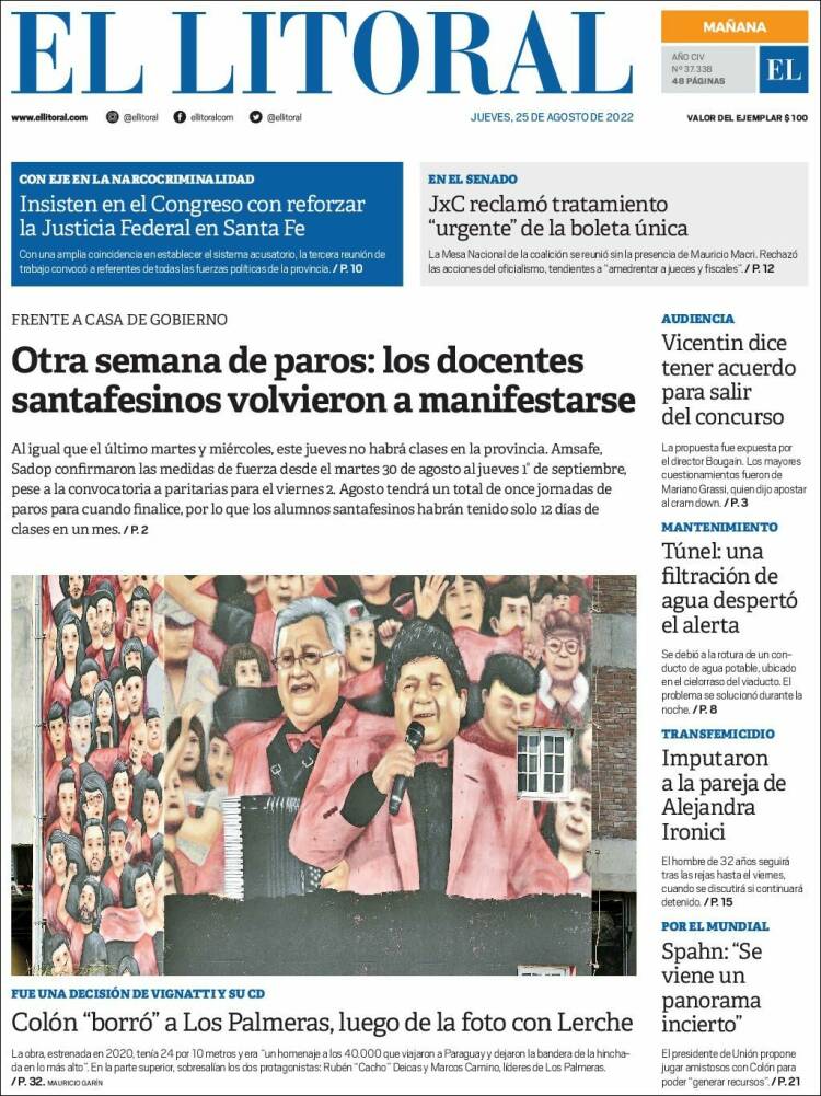 Portada de Diario El Litoral (Argentine)