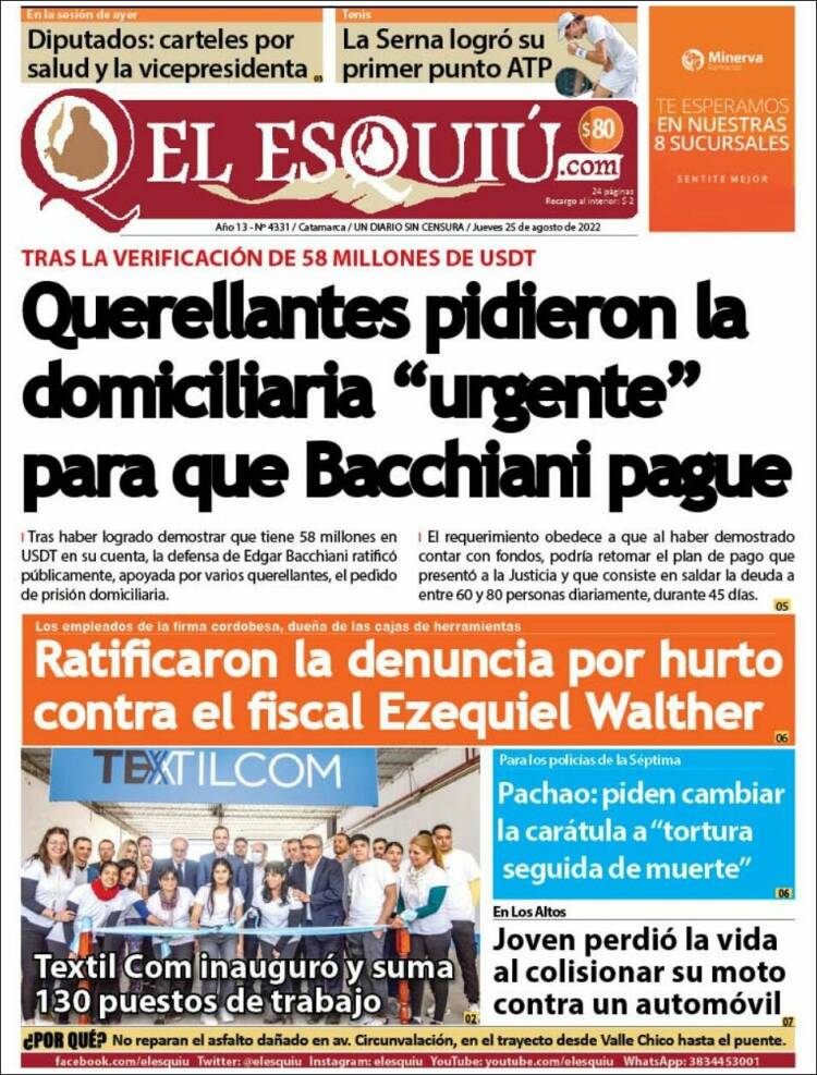 Portada de El Esquiu (Argentina)