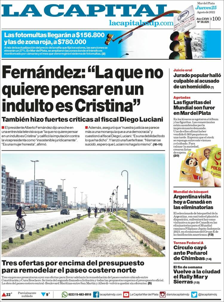 Portada de Diario La Capital - Mar del Plata (Argentina)