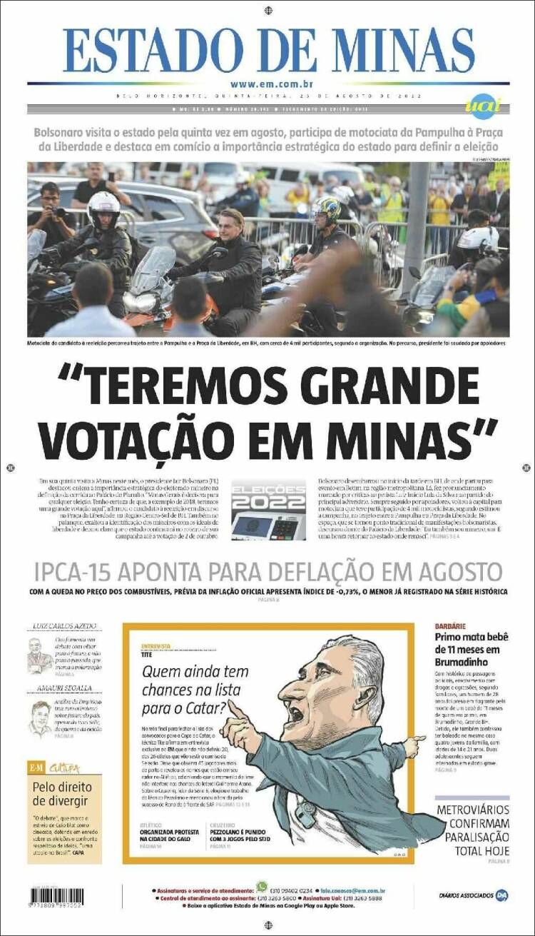 Portada de Jornal Estado de Minas (Brasil)
