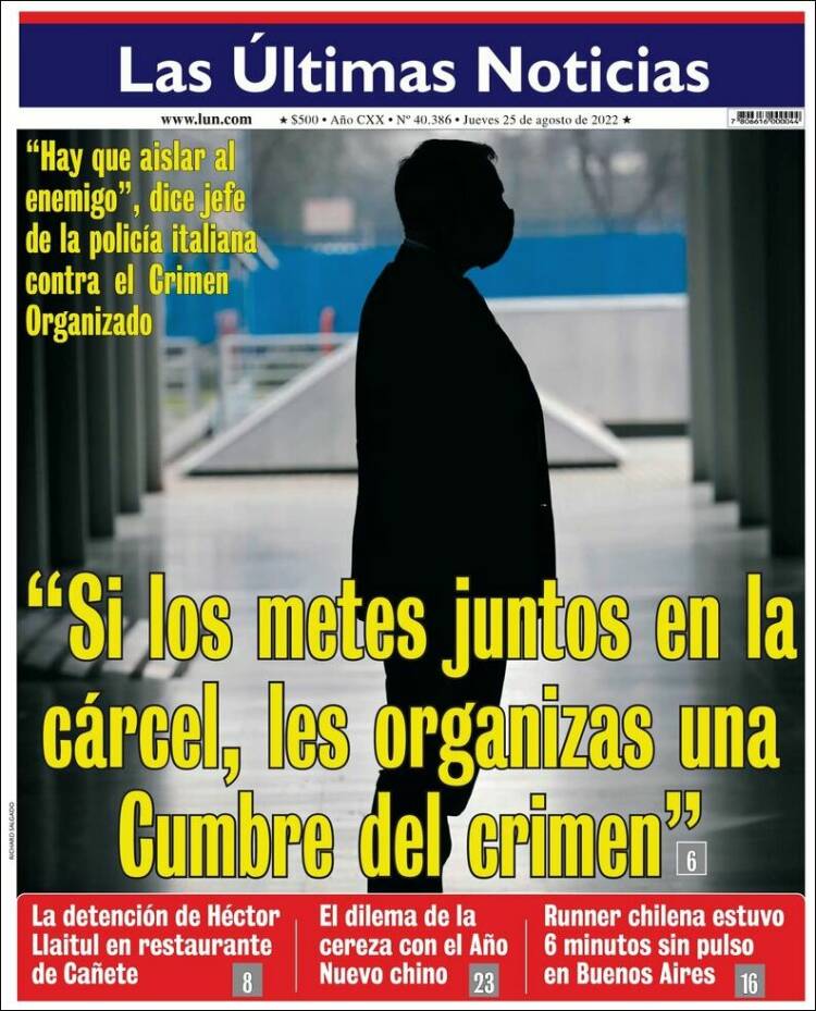 Portada de Las Últimas Noticias (Chile)