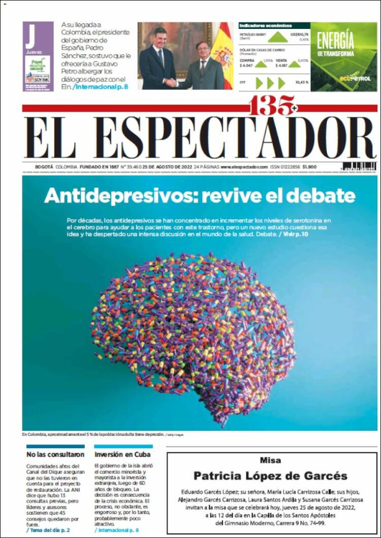 Portada de El Espectador (Colombia)