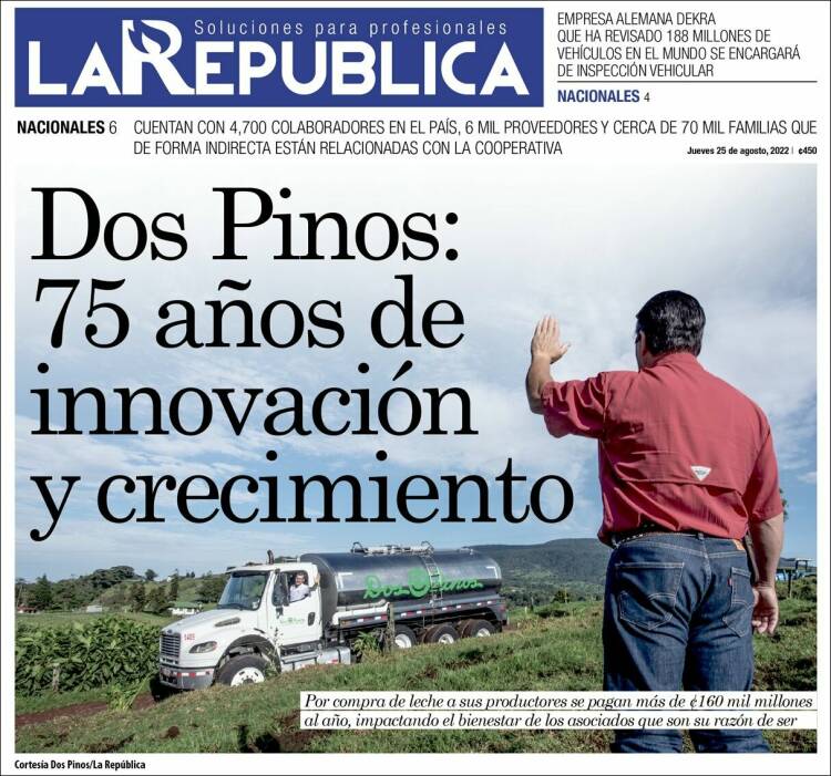 Portada de La República (Costa Rica)
