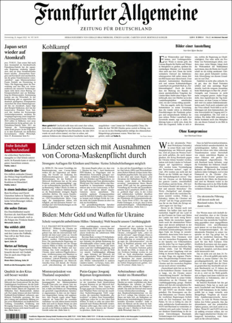 Portada de Frankfurter Allgemeine (Alemania)