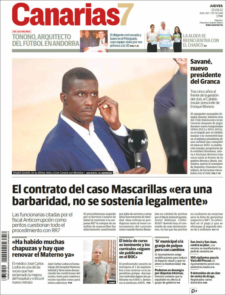 Portada de Canarias 7 (España)