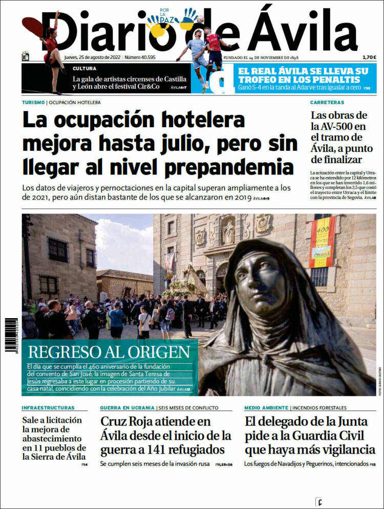 Portada de Diario de Ávila (España)