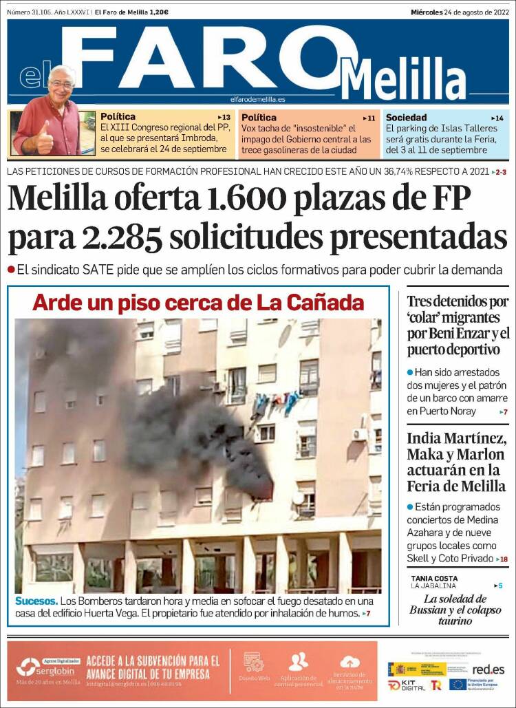 Portada de El Faro de Melilla (España)