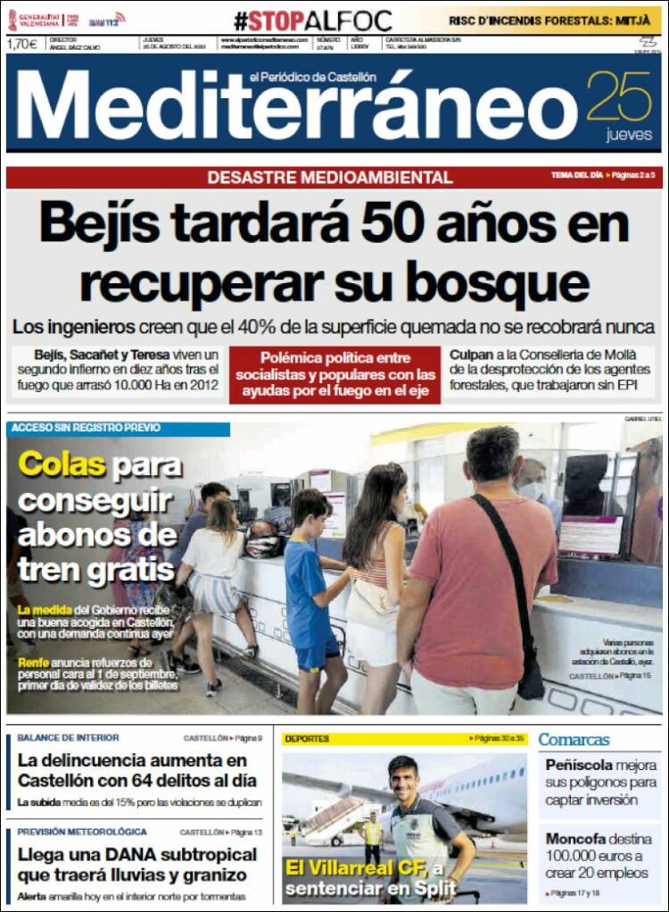 Portada de El Periódico Mediterraneo (España)