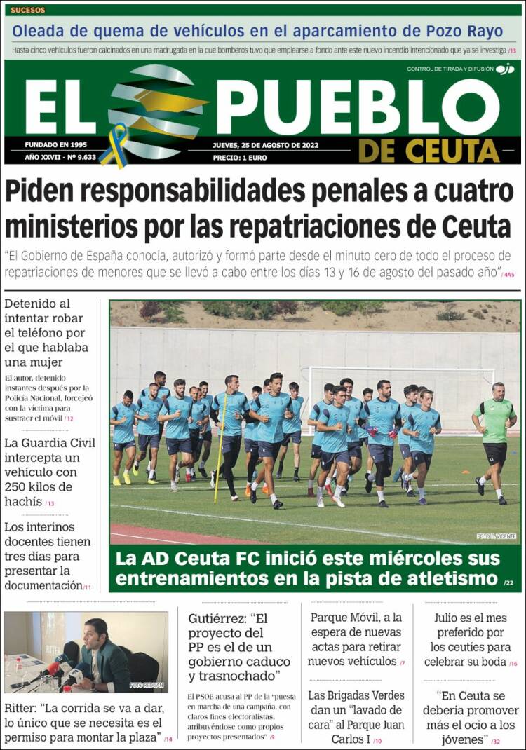 Portada de El Pueblo de Ceuta (España)