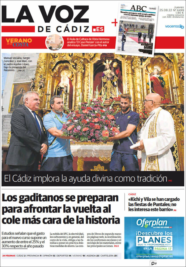 Portada de La Voz de Cádiz (España)