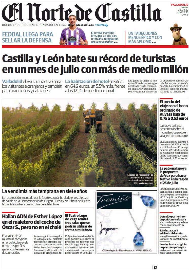 Portada de Norte de Castilla - Valladolid (Espagne)