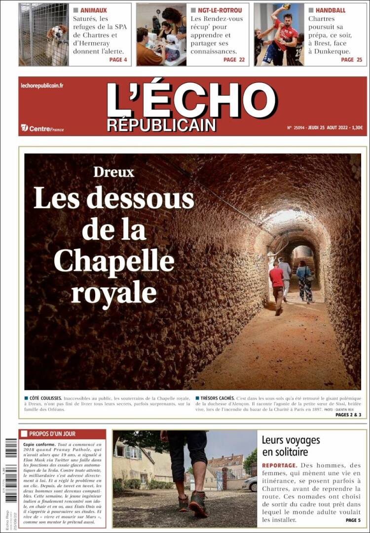 Portada de L'Echo Républicain (Francia)