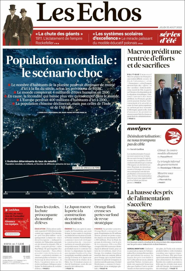 Portada de Les Echos (France)
