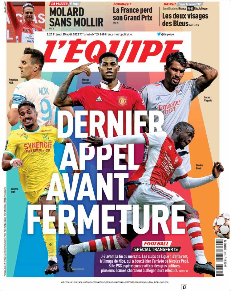 Portada de L'Equipe (France)