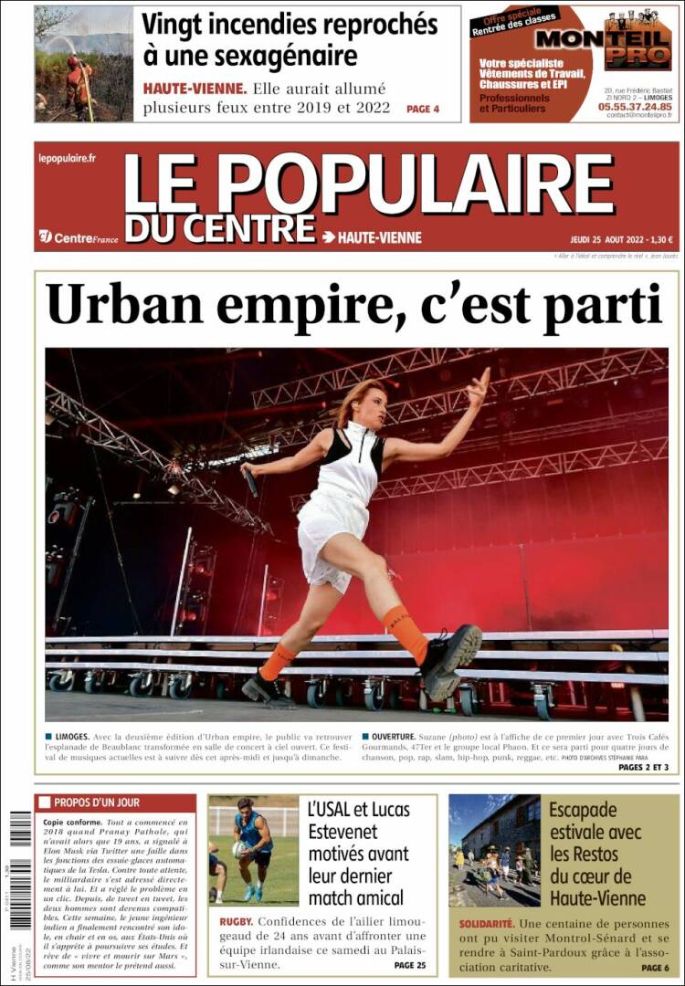 Portada de Le Populaire du Centre (Francia)