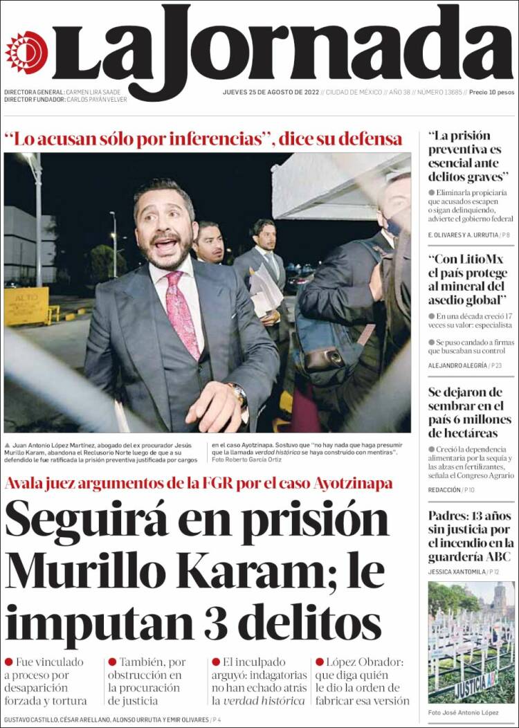 Portada de La Jornada (México)