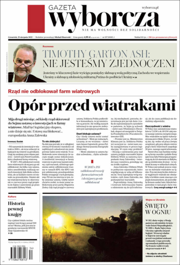 Portada de Gazeta Wyborcza (Polonia)
