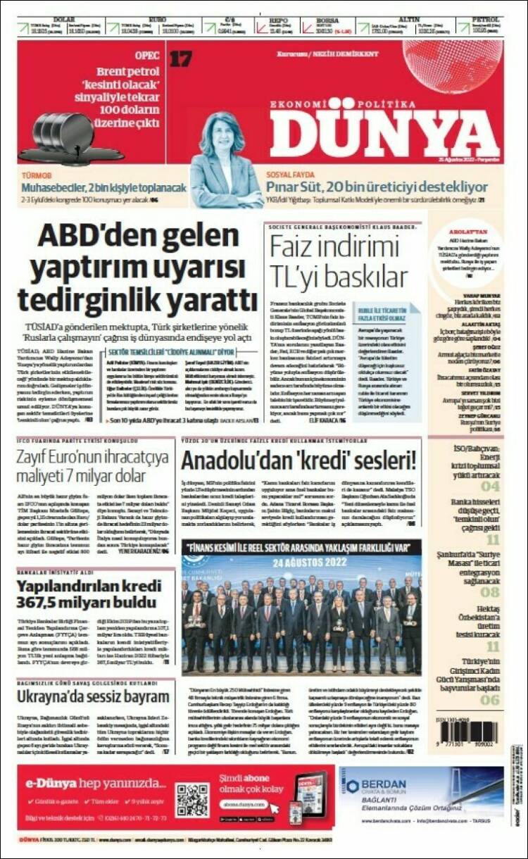 Portada de Dünya (Turqu&iacute;a)