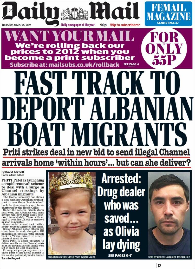 Portada de Daily Mail (Reino Unido)