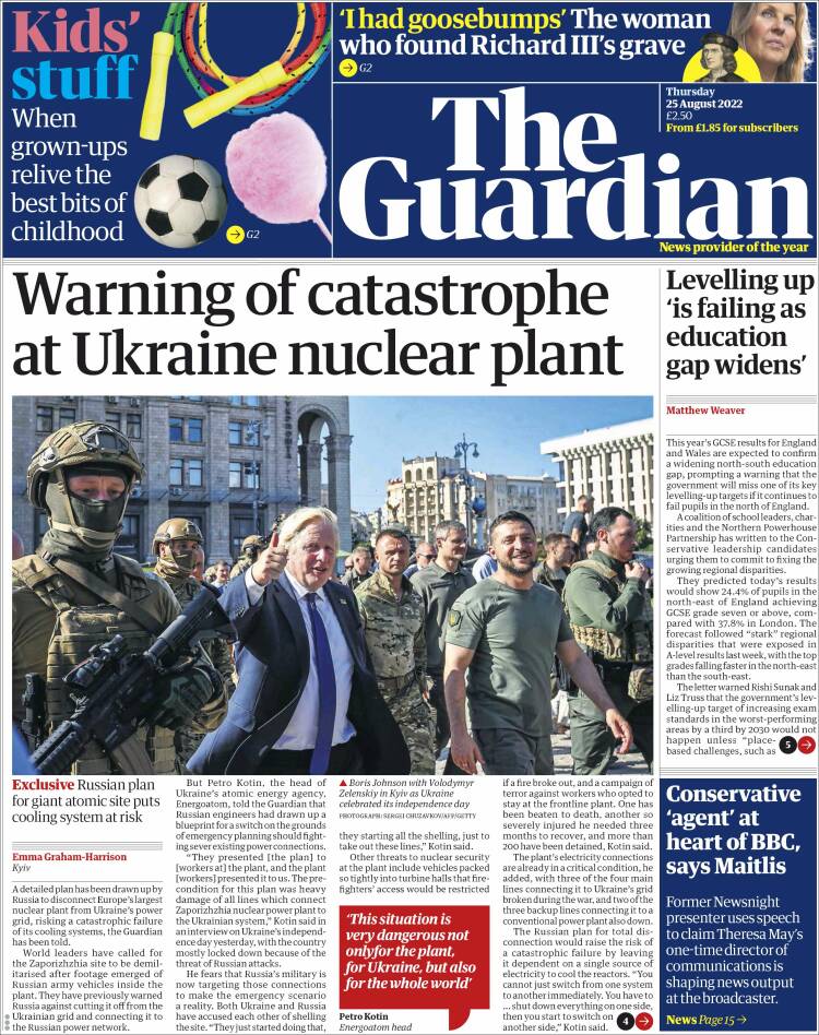 Portada de The Guardian (Reino Unido)