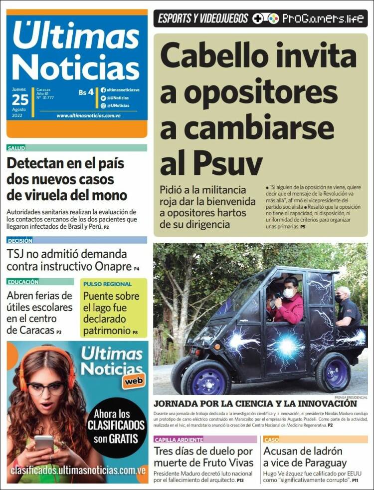 Portada de Últimas Noticias (Venezuela)