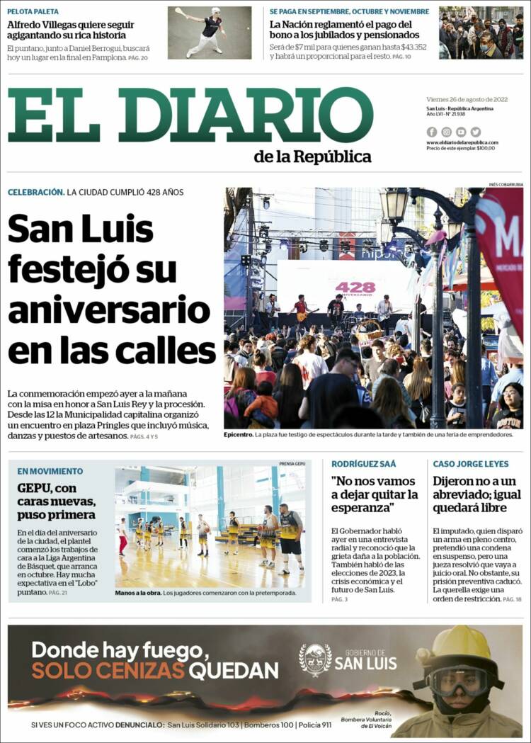 Portada de Diario de la República (Argentina)