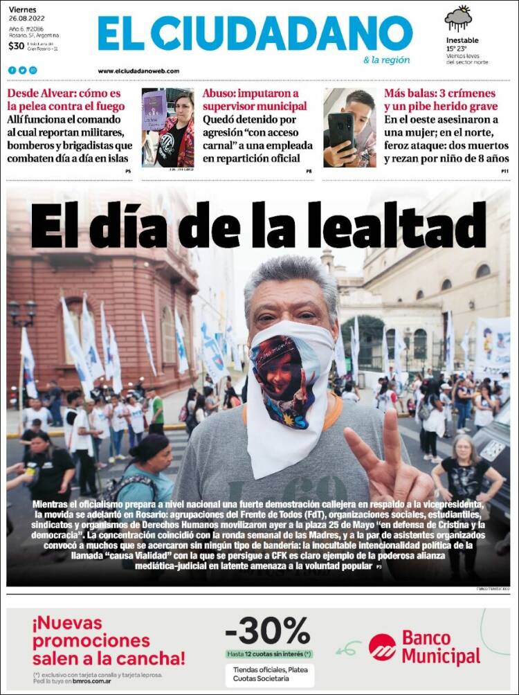 Portada de Diario El Ciudadano (Argentina)