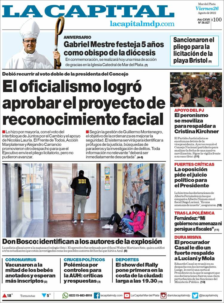 Portada de Diario La Capital - Mar del Plata (Argentine)