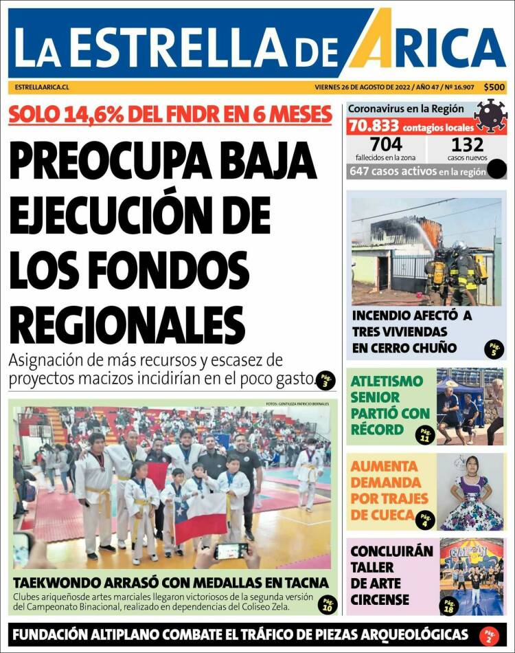 Portada de La Estrella de Arica (Chile)