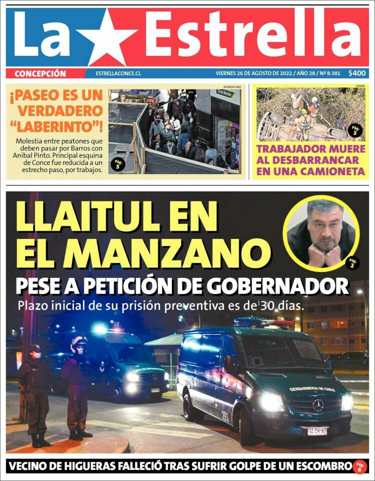 Portada de La Estrella de Concepción (Chile)