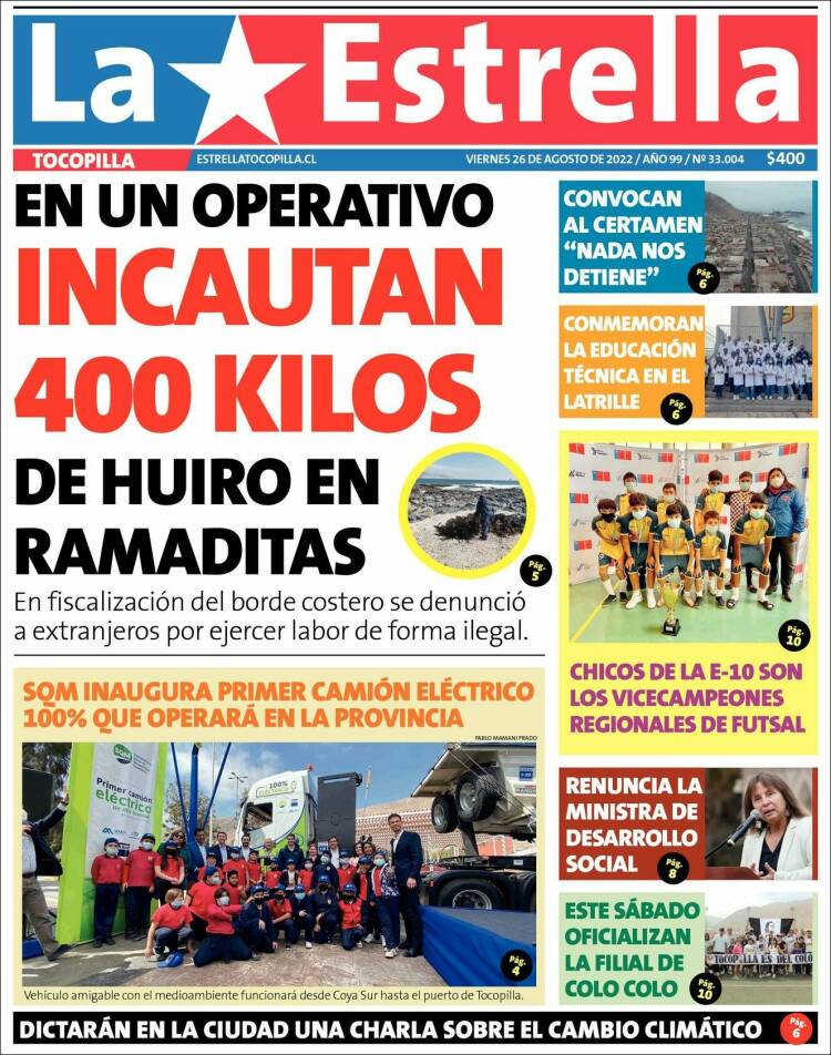 Portada de La Estrella de Tocopilla (Chile)
